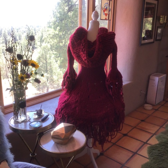 One of a Kind Hand Knit 🧶 Red Ridinghood Dress - Picture 8 of 10